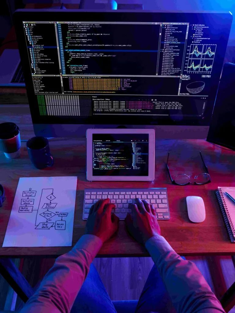 Scalable Custom Software Development for Growing Companies 4 top-view-unrecognizable-hacker-performing-cyberattack-night